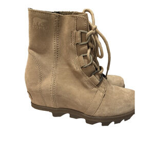Sorel Youth 5 Joan Of Arctic Wedge II Ash Brown Suede Lace Up Neutral Gorpcore